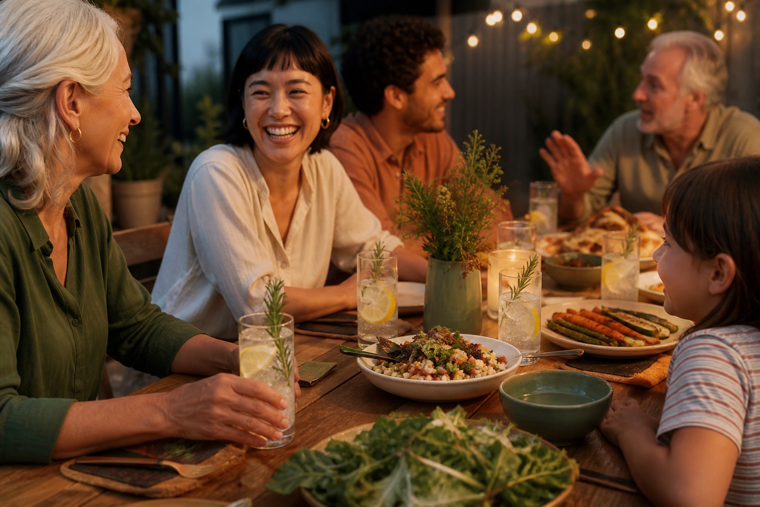 Sparkling water with citrus at a relaxed evening gathering